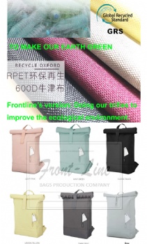 Eco-friendly cool gray rPET rucksack bag rolltop