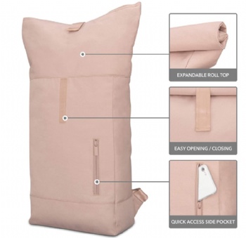 rPET 600D polyester rolltop rucksack backpack bag