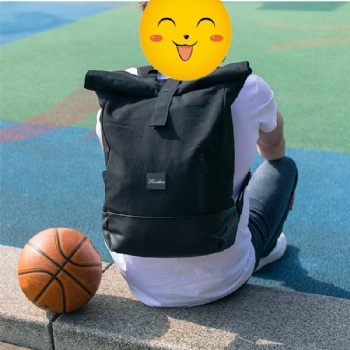 Casual olive drab canvas top rollup backpack cotton rucksack