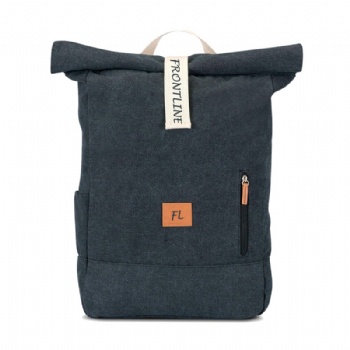 Classical black canvas rolltop backpack outdoor sports rucksack