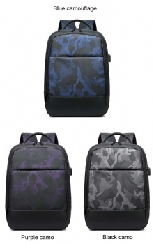 Functional water repellent camouflage 15.6 inches laptop backpack computer rucksack bag with USB charging port