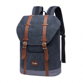 New stylish black canvas rucksack backpack unisex