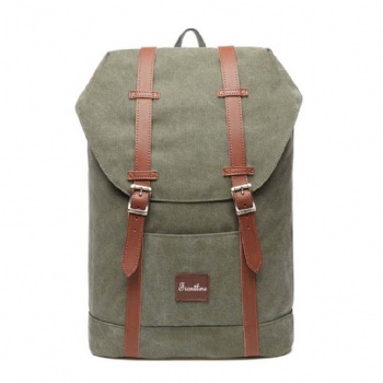 Preppy style army green canvas rucksack backpack unisex