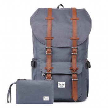 Latest leather trimmed polyester backpack bag for college students