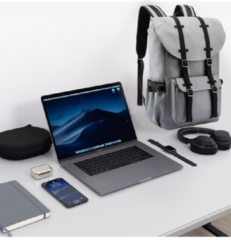 Popular leather trimmed polyester backpack bag with dopp kit bag for college students