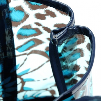 Chic womens' Clear PVC tote bag with leopard prints