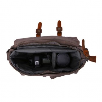 Canvas Leather Messenger Bag DSLR SLR Camera Insert Vintage Shoulder Bag