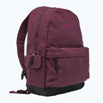 Chic Burgundy 16OZ girls canvas backpack bag