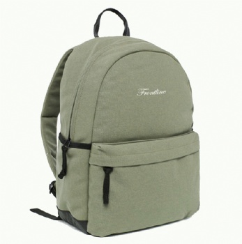 Substantial Olive Drab Canvas School Bag Backpack Classic Rucksack Unisex