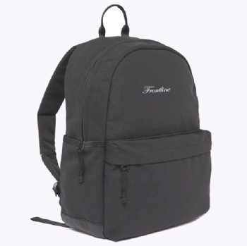 Substantial Solid Black Unisex Canvas School Bag Backpack Classic RucksacK