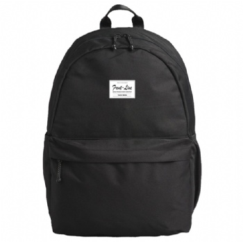 Durable solid black 600D polyester backpack for school students
