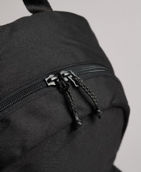 Durable solid black 600D polyester backpack for school students