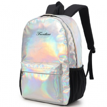 China best selling silver holographic leather backpack bag for girls