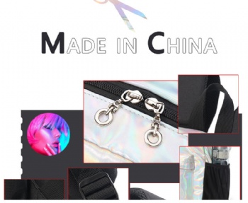 China best selling silver holographic leather backpack bag for girls