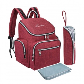 Mammy diaper backpack with changing pad and milk bottle bag