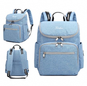 Multi-functional diaper backpack with changing pad&milk bottle bag for mother