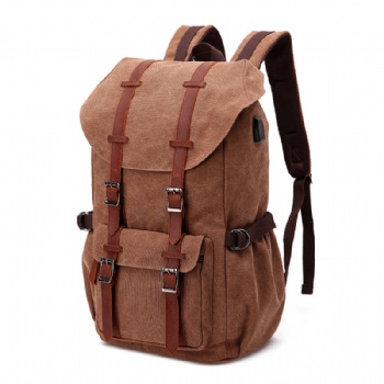 Sports canvas backpack bag outdoors daypack with USB charging port