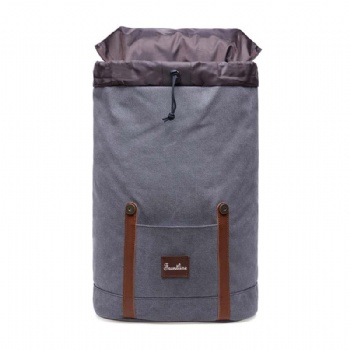 Preppy style washed gray canvas laptop rucksack backpack 15.6“