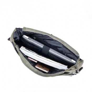 Rugged canvas book bag army green laptop messenger shoulder bag for school