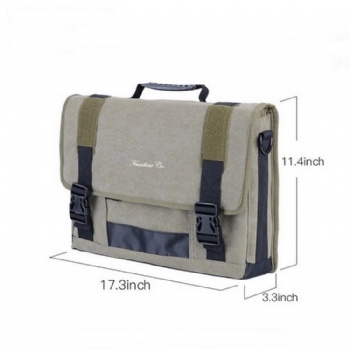 Rugged canvas book bag army green laptop messenger shoulder bag for school