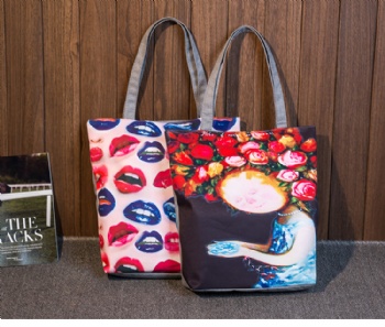 Nice quality full digital printing canvas tote shopper beach bag handbag