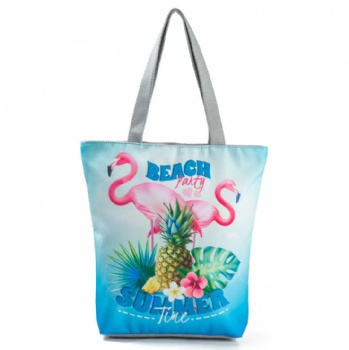 Promotional cheap digital printing canvas shopper tote beach bag handbag