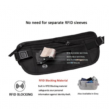 Waterproof RFID blocking travel money waist belt organizer hip pack security pouch anti-theft