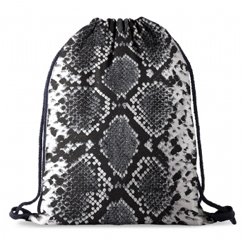 Ladies&girls Light Weight Snake Skin Patterned Drawstring Backpack&Sackpack