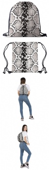 Ladies&girls Light Weight Snake Skin Patterned Drawstring Backpack&Sackpack