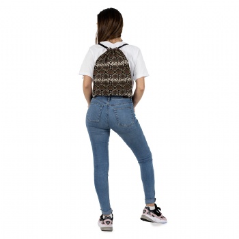 Ladies&girls Light Weight Snake Skin Patterned Drawstring Backpack&Sackpack