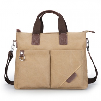 Rugged canvas bookbag retro vertical laptop briefcase