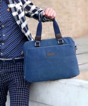 Old school style slim canvas laptop briefcase shoulder sling bag for laptop