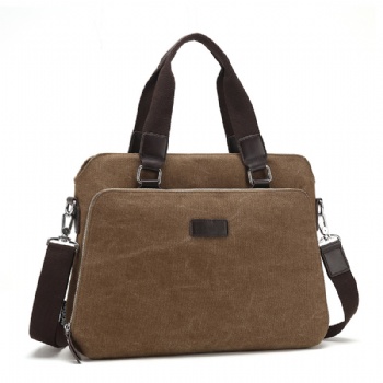 Vintage canvas laptop briefcase sling computer tote bag