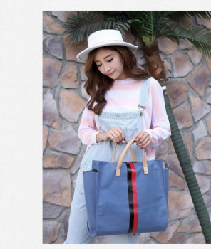 Freshing looking 2-in-1 hybrid cotton canvas tote shoulder bag for girls