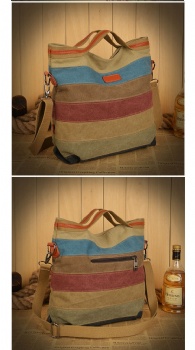 Vintage style merged canvas laptop tote shoulder bag for girls