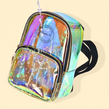 Lady's Zingy Irridescent Neon PVC Backpack Bag Small Daypack New Fashion