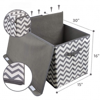 China Bag Factory Supply Custom Chevron Patterned Storage Bags Large Collapsible Organizers for toys,Sundries