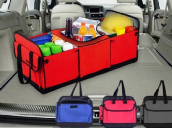 Durable made ​600D PVC folding car&trunk organizer with cooler bag for picnicking,camping,promotion