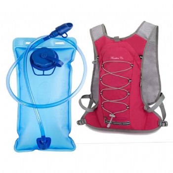 Multi-use rose red hydration backpacks with 2L 3L TPU leakproof water bladder for outdoors
