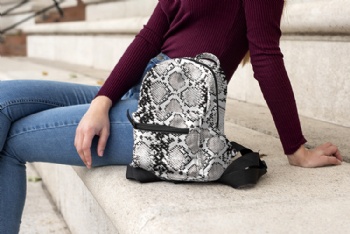 Branded new python skin patterned mini backpack rucksack for girls and women