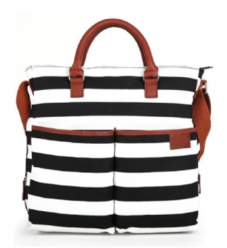 Large Black White Striped Mommy Tote Diaper bag Stylish Baby Bag Nappy Shoulder Hand Bags