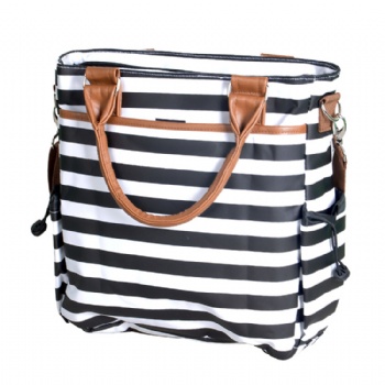 Large Black White Striped Mommy Tote Diaper bag Stylish Baby Bag Nappy Shoulder Hand Bags