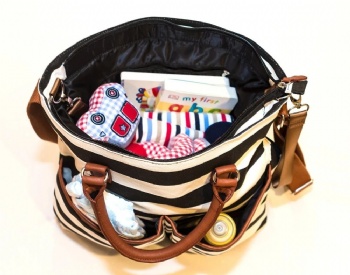Large Black White Striped Mommy Tote Diaper bag Stylish Baby Bag Nappy Shoulder Hand Bags