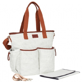 Chic Grey White Striped Mother Hand bags,Mom Baby Tote Bags