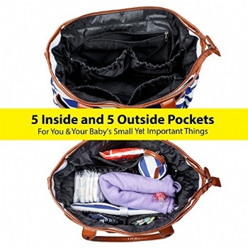 Eco-friendly rPET Stripe Baby Diaper Bag Maternity Bag with diaper changing pad