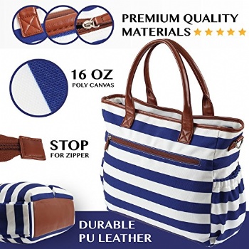 Eco-friendly rPET Stripe Baby Diaper Bag Maternity Bag with diaper changing pad