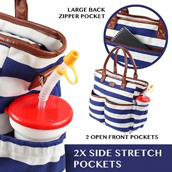 Eco-friendly rPET Stripe Baby Diaper Bag Maternity Bag with diaper changing pad
