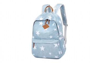 Classic denim school backpack girls daypack with USB charging port