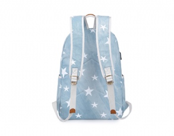 Classic denim school backpack girls daypack with USB charging port