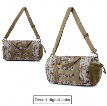 Lightweight rounded carry-out woodland camouflage gym duffle bag Cylinder-shaped style